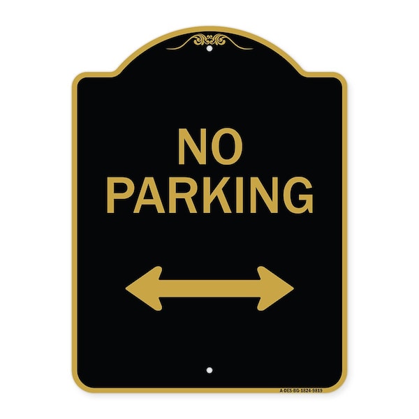 Signmission Designer Series-No Parking With Bidirectional Arrow Black & Gold, 24" x 18", BG-1824-9819 A-DES-BG-1824-9819 - main